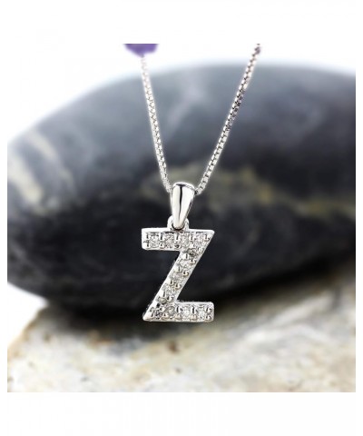 14k White Gold A to Z Diamond Initial Pendant Necklace (1/10cttw) with 18-inch chain Z $102.96 Necklaces