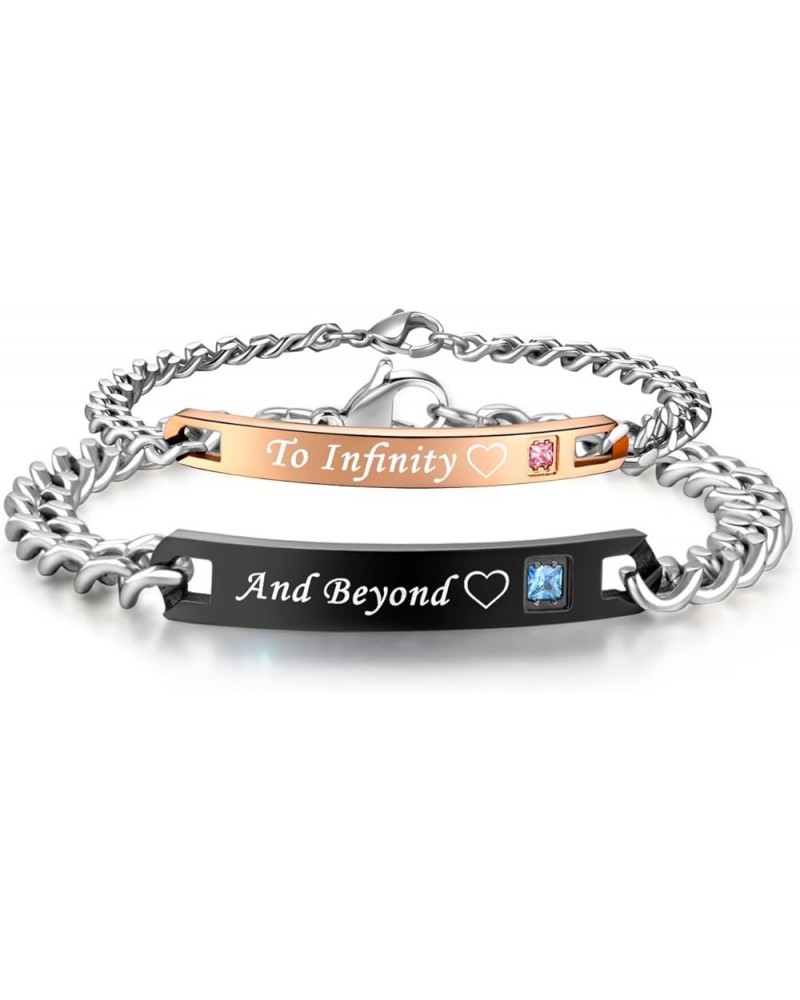 His & Hers Matching Set Titanium Stainless Steel To Infinity And Beyond Couple Bracelet in a Gift Box To Infinity $10.00 Brac...