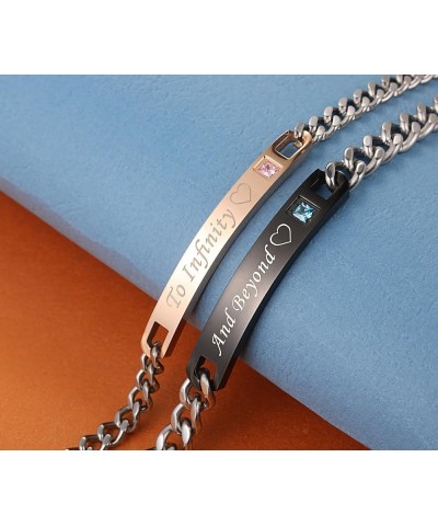 His & Hers Matching Set Titanium Stainless Steel To Infinity And Beyond Couple Bracelet in a Gift Box To Infinity $10.00 Brac...