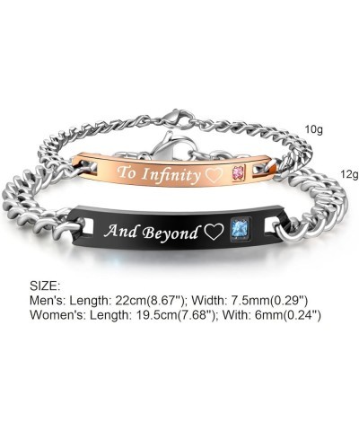 His & Hers Matching Set Titanium Stainless Steel To Infinity And Beyond Couple Bracelet in a Gift Box To Infinity $10.00 Brac...