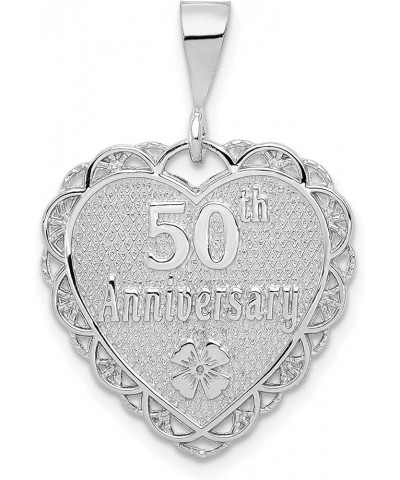 Our Love Grows Stronger Every Year Words on Heart Shaped Milestone Anniversary Pendant in Real 14k Yellow or White Gold 50th/...