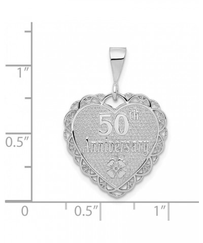 Our Love Grows Stronger Every Year Words on Heart Shaped Milestone Anniversary Pendant in Real 14k Yellow or White Gold 50th/...