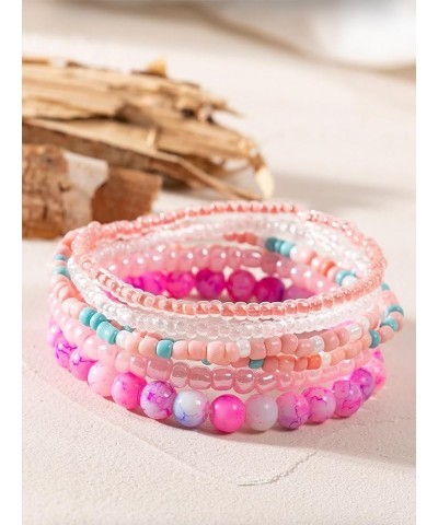 Boho Stretch Bead Bracelets for Women Stackable Bracelets Colorful Beaded Bracelets Multi Layered Beads Bracelets Summer Jewe...