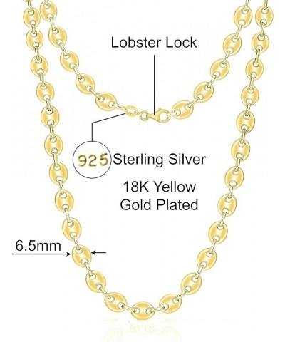 925 Sterling Silver Puffed Mariner Link Chain Necklace-18K Gold Plated Hollow Anchor Chain Necklace for Women & Men Comes wit...