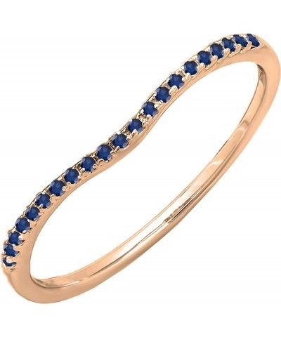 Round Gemstone Ladies Anniversary Wedding Stackable Band, Available In 10K/14K/18K Gold Blue Sapphire in 10K Rose Gold $126.5...