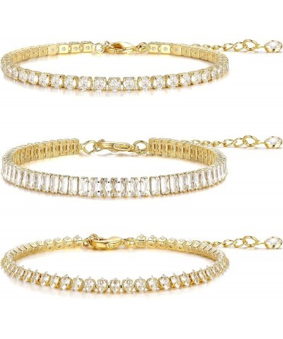 5 PCS Gold Bracelets for Women Teen Girls, 14K Real Gold Plated Adjustable Cubic Zirconia Dainty Tennis Anklet Bracelets Pack...