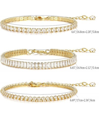 5 PCS Gold Bracelets for Women Teen Girls, 14K Real Gold Plated Adjustable Cubic Zirconia Dainty Tennis Anklet Bracelets Pack...