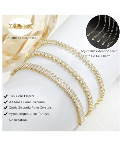 5 PCS Gold Bracelets for Women Teen Girls, 14K Real Gold Plated Adjustable Cubic Zirconia Dainty Tennis Anklet Bracelets Pack...