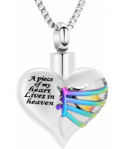 Cremation Jewelry Heart Urn Necklace for Ashes Stainless Steel Cremation Keepsake Urn Pendant for Women Men Silver+Colorful $...