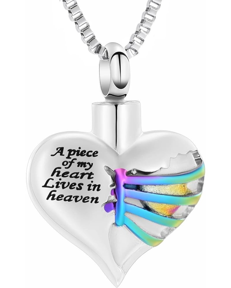 Cremation Jewelry Heart Urn Necklace for Ashes Stainless Steel Cremation Keepsake Urn Pendant for Women Men Silver+Colorful $...