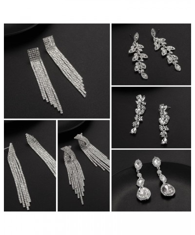 6 Pairs Rhinestone Teardrop Earrings for Women Crystal Chandelier Earrings Elegant Cubic Zirconia Leaf Flower Long Dangle Ear...