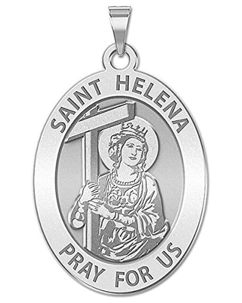 Saint Helena Oval Religious Medal - 2/3 X 3/4 Inch Size of Nickel, Sterling Silver Medal Only $26.52 Pendants