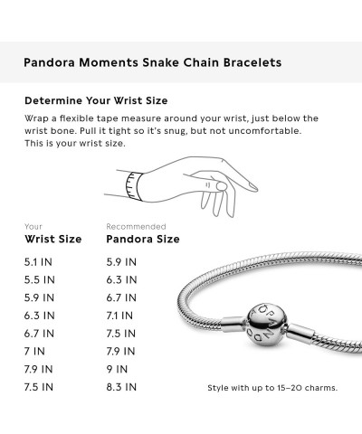 Moments Snake Chain Bracelet - Compatible Moments Charms - Charm Bracelet for Women 9 Inches Sterling Silver $37.89 Bracelets