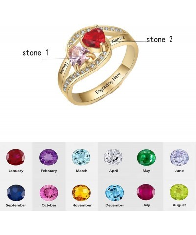 Personalized Two Names Ring Mothers Ring with 2 Birthstones 925 Sterling Silver Custom Couple Name Ring for Women Girlfriend ...