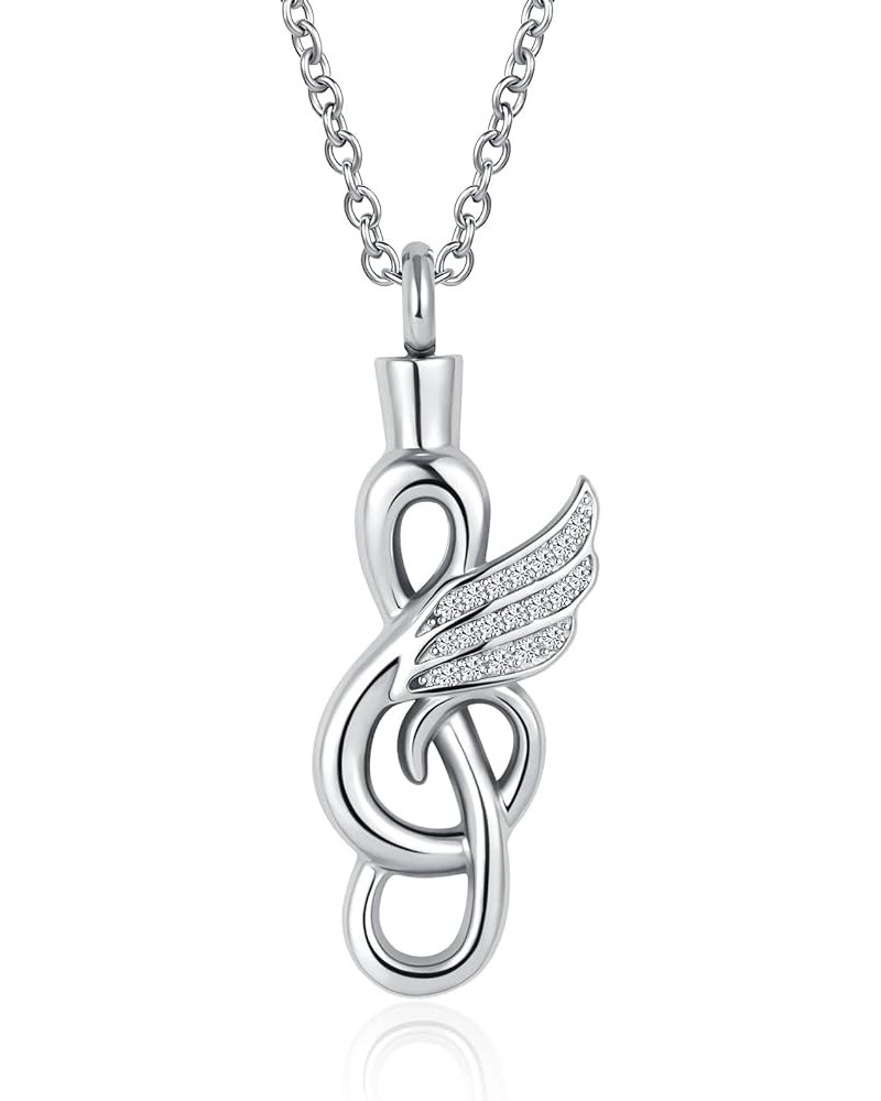 Music Note Urn Necklace for Ashes Angel Wing Crystal Women Men Cremation Keepsake Pendant Ashes Holder Memorial for Dad Mom G...