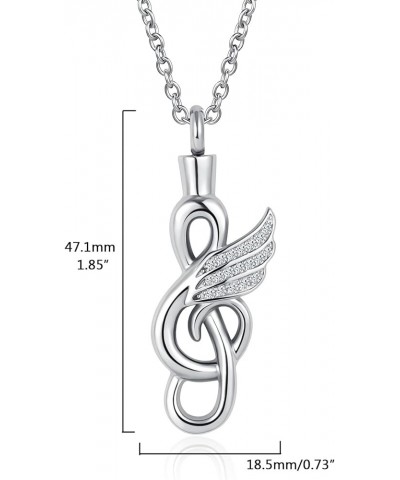 Music Note Urn Necklace for Ashes Angel Wing Crystal Women Men Cremation Keepsake Pendant Ashes Holder Memorial for Dad Mom G...