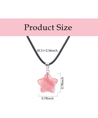 Star Crystal Choker Necklaces Gift for Friend Family, Kawaii Cute Star Charms Pendant Choker Necklaces for Women Trendy Pink ...