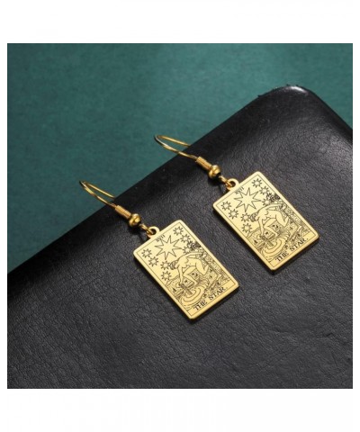 Tarot Cards Dangle Earrings Stainless Steel Vintage Amulet Wiccan Jewelry for Women Girls Gold-THE STAR $7.63 Earrings