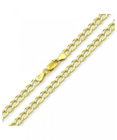 925 Italian Sterling Silver 2.5mm - 10.5mm Solid Cuban Diamond Cut Chain, ITProLux Yellow Gold Plated Pave Curb Link Necklace...