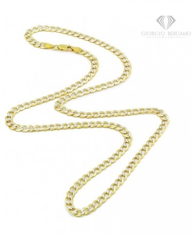 925 Italian Sterling Silver 2.5mm - 10.5mm Solid Cuban Diamond Cut Chain, ITProLux Yellow Gold Plated Pave Curb Link Necklace...