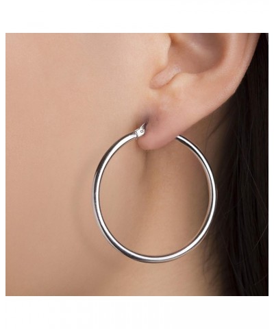 Sterling Silver 2.5mm Tube Hoop Earrings for Women 40MM White $12.25 Earrings