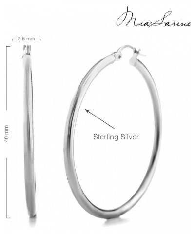 Sterling Silver 2.5mm Tube Hoop Earrings for Women 40MM White $12.25 Earrings