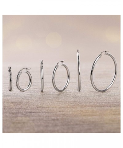 Sterling Silver 2.5mm Tube Hoop Earrings for Women 40MM White $12.25 Earrings