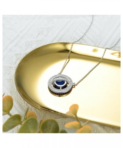 Lapis Lazuli Necklace 925 Sterling Silver Planet Lapis Lazuli Pendant Necklace for Women 10mm Genuine Blue Lapis Lazuli Neckl...