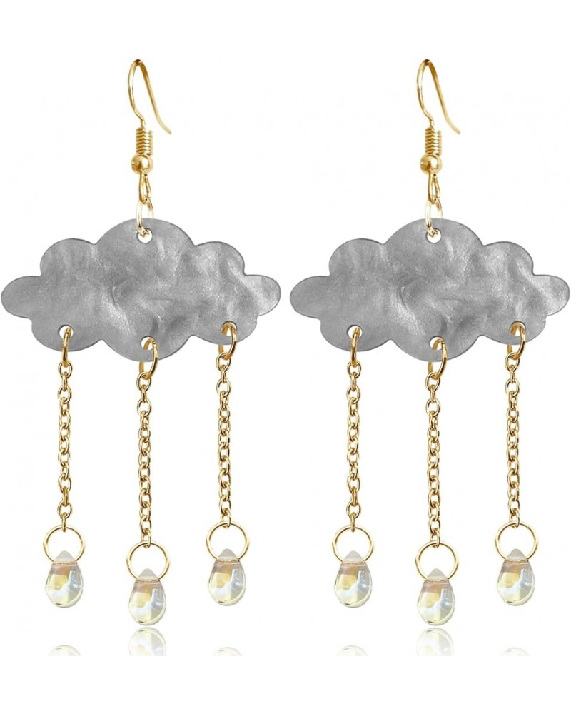 Unique Lightweight Cute Creative Clouds Water Droplets Dangle Drop Earrings Acrylic Weather Raindrops Stud Earrings for Women...