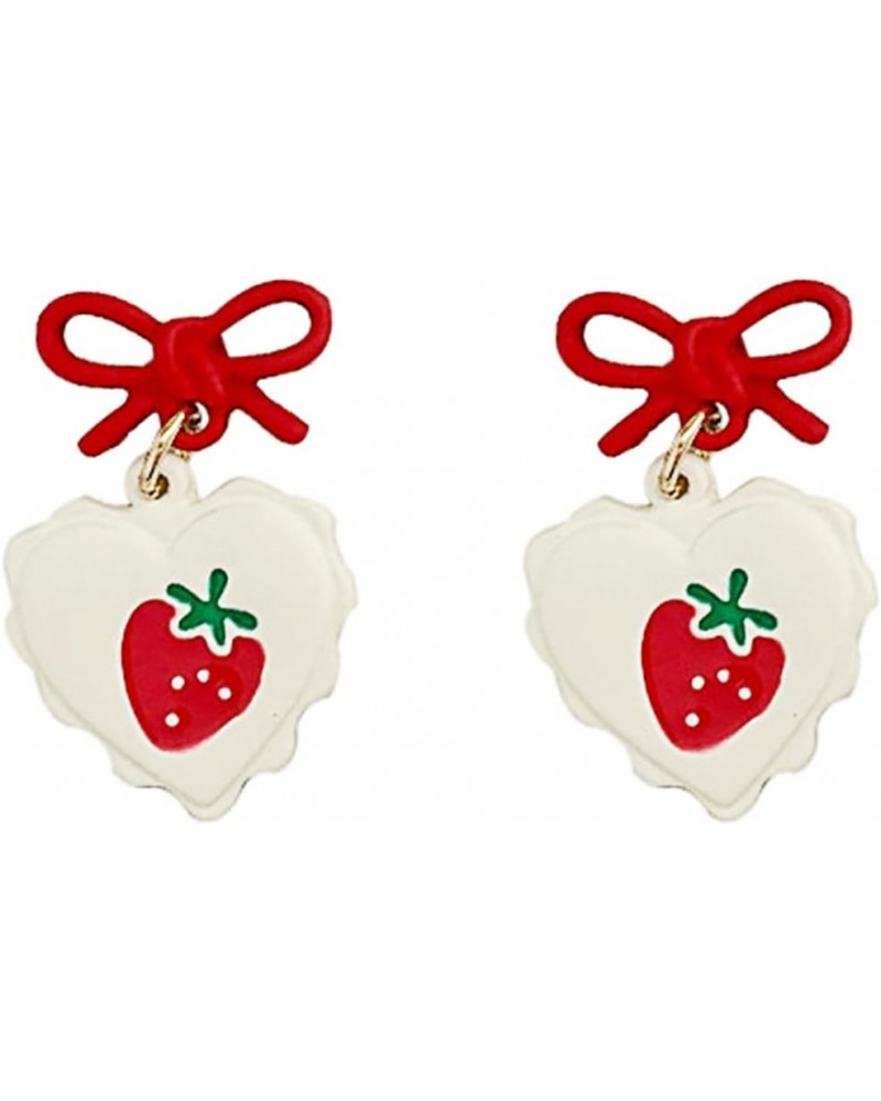 3D Red Strawberry Earrings for Women Cute Fruit Earrings Dangle Jewelry Gifts B $5.49 Earrings