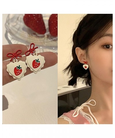 3D Red Strawberry Earrings for Women Cute Fruit Earrings Dangle Jewelry Gifts B $5.49 Earrings