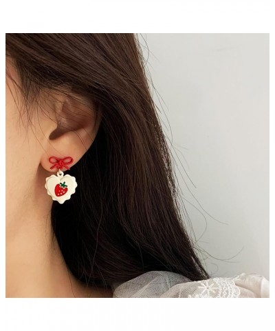 3D Red Strawberry Earrings for Women Cute Fruit Earrings Dangle Jewelry Gifts B $5.49 Earrings