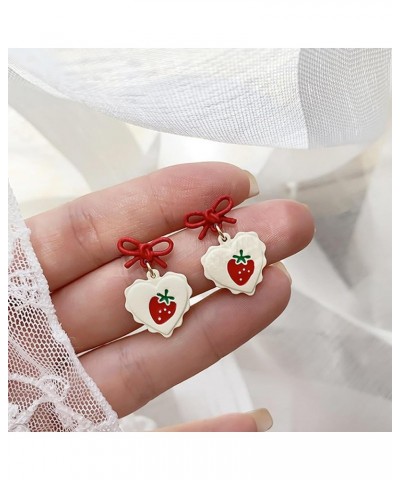 3D Red Strawberry Earrings for Women Cute Fruit Earrings Dangle Jewelry Gifts B $5.49 Earrings