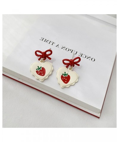 3D Red Strawberry Earrings for Women Cute Fruit Earrings Dangle Jewelry Gifts B $5.49 Earrings