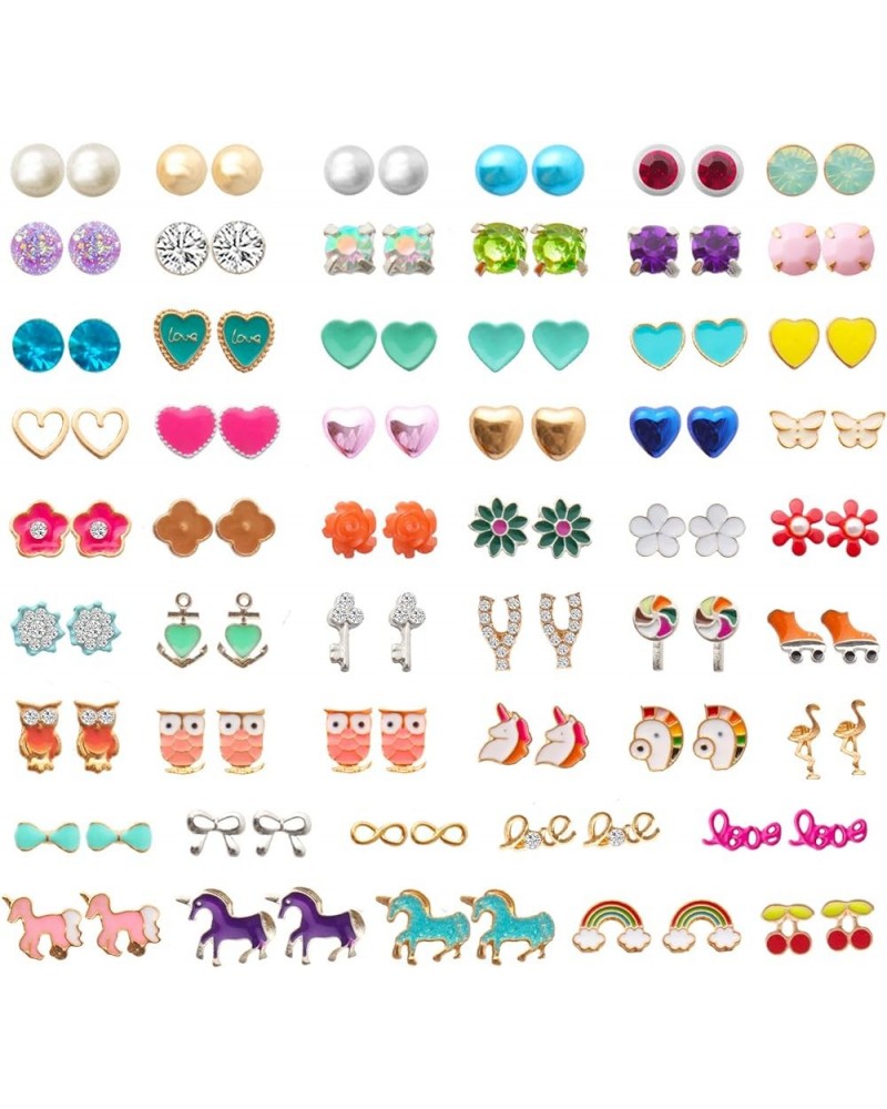 52 Pairs Colorful Cute Stud Earrings for Girls Hypoallergenic Earrings Stainless Steel Earrings for Girls and Women Dream $9....