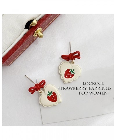 3D Red Strawberry Earrings for Women Cute Fruit Earrings Dangle Jewelry Gifts B $5.49 Earrings