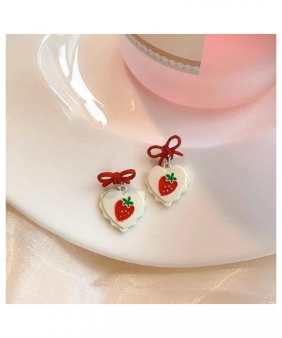 3D Red Strawberry Earrings for Women Cute Fruit Earrings Dangle Jewelry Gifts B $5.49 Earrings