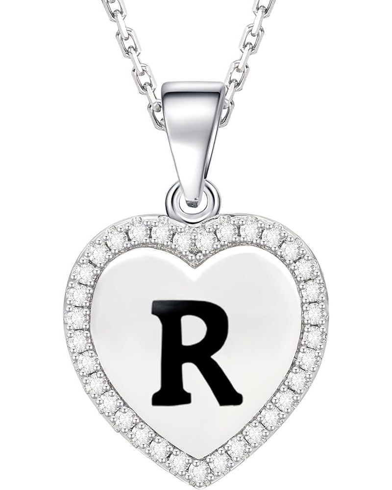 Solid 925 Sterling Silver Initial Necklaces Stunning Heart Necklace with Zircon Stones Gift for Her R $17.50 Necklaces