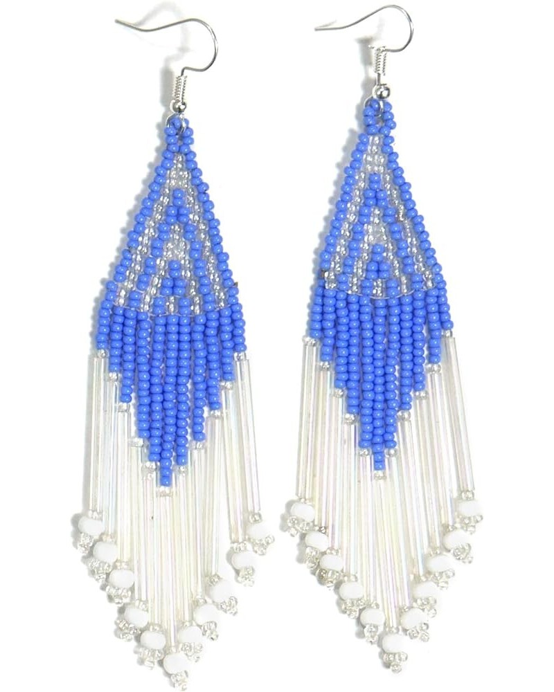 Handmade beaded native american style glass seed bead earrings Pendientes de cuentas nativas al estilo mexicano de artesanos ...