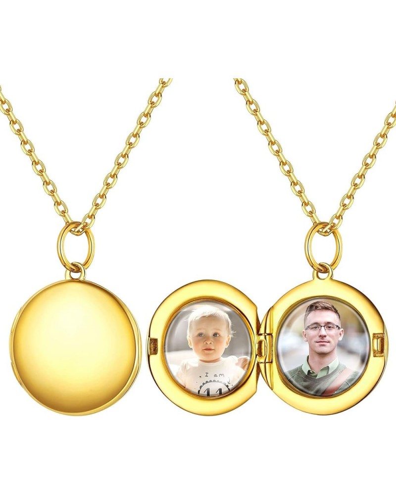 Personalized Round Circle Locket Pendant Necklace 925 Sterling Silver/18K Gold Plated Custom Photo Necklace Customized Pictur...