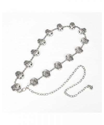 Luvatar Womens Metal Chain Dress Belt Hollow Out Daisy Sweater Belt Decorated Skinny Waist Belt Skull $7.94 Body Jewelry