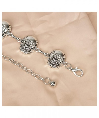 Luvatar Womens Metal Chain Dress Belt Hollow Out Daisy Sweater Belt Decorated Skinny Waist Belt Skull $7.94 Body Jewelry