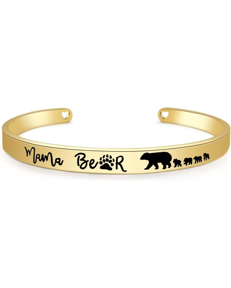 Inspirational Cuff Bracelets for Women Girl 18K Gold Mama Bear 4 Cubs $10.00 Bracelets