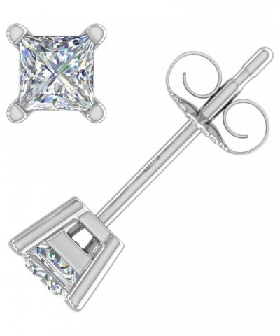 1/10 to 1/2 Carat Princess Cut Diamond Stud Earrings in 14K Gold (I1-I2 Clarity) White Gold 0.5 carats $48.60 Earrings