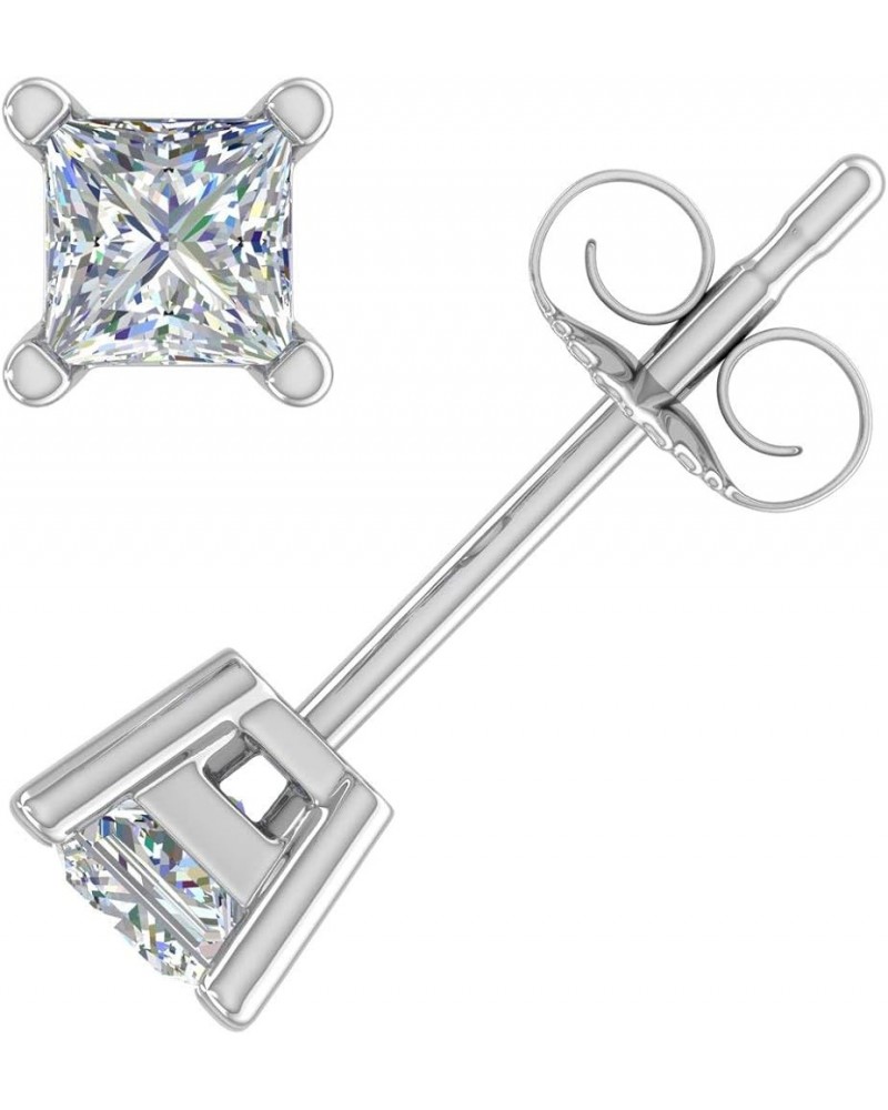 1/10 to 1/2 Carat Princess Cut Diamond Stud Earrings in 14K Gold (I1-I2 Clarity) White Gold 0.5 carats $48.60 Earrings