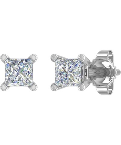 1/10 to 1/2 Carat Princess Cut Diamond Stud Earrings in 14K Gold (I1-I2 Clarity) White Gold 0.5 carats $48.60 Earrings