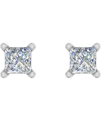 1/10 to 1/2 Carat Princess Cut Diamond Stud Earrings in 14K Gold (I1-I2 Clarity) White Gold 0.5 carats $48.60 Earrings