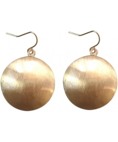 Metal Texture Geometric Big Round Disc Drop Earrings Fashion Chic Hiphop Party Club Ear Jewelry Gift Gold $7.79 Earrings