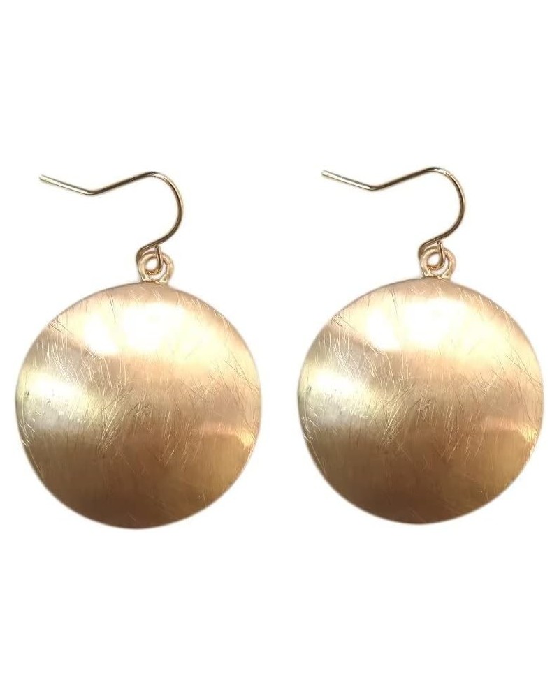 Metal Texture Geometric Big Round Disc Drop Earrings Fashion Chic Hiphop Party Club Ear Jewelry Gift Gold $7.79 Earrings