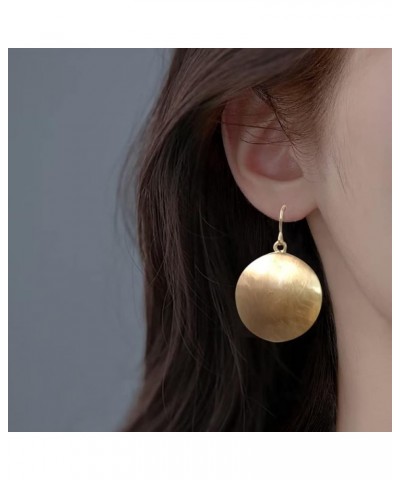 Metal Texture Geometric Big Round Disc Drop Earrings Fashion Chic Hiphop Party Club Ear Jewelry Gift Gold $7.79 Earrings